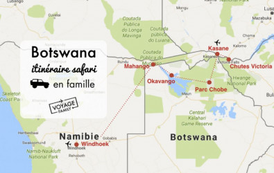 carte itinéraire safari borswana 10 jours